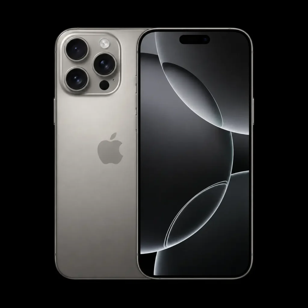 iPhone 16 Pro Max sur fond noir – réparation chez MrTechRepair à Fribourg