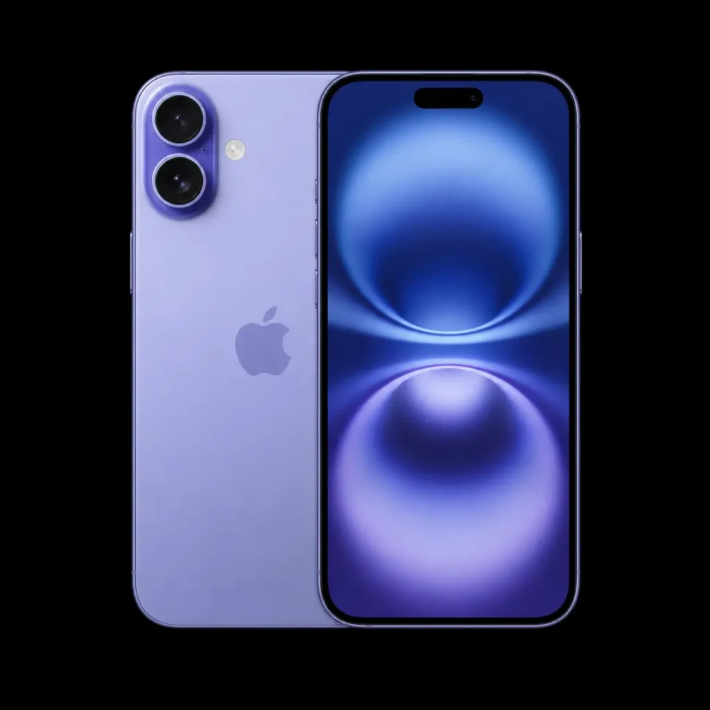 iPhone 16 sur fond noir – réparation chez MrTechRepair à Fribourg